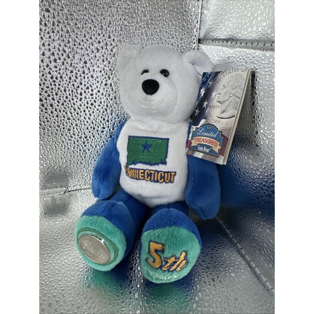 Limited Treasures Coin Bear, Connecticut, 50 Club, New with Tag